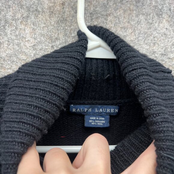 Ralph Lauren Sweater Womens Large Black Turtle Neck Pullover Cashmere Wool - Picture 7 of 10